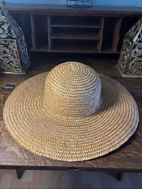 Wide Brim Straw Sun Hat - Natural Straw
